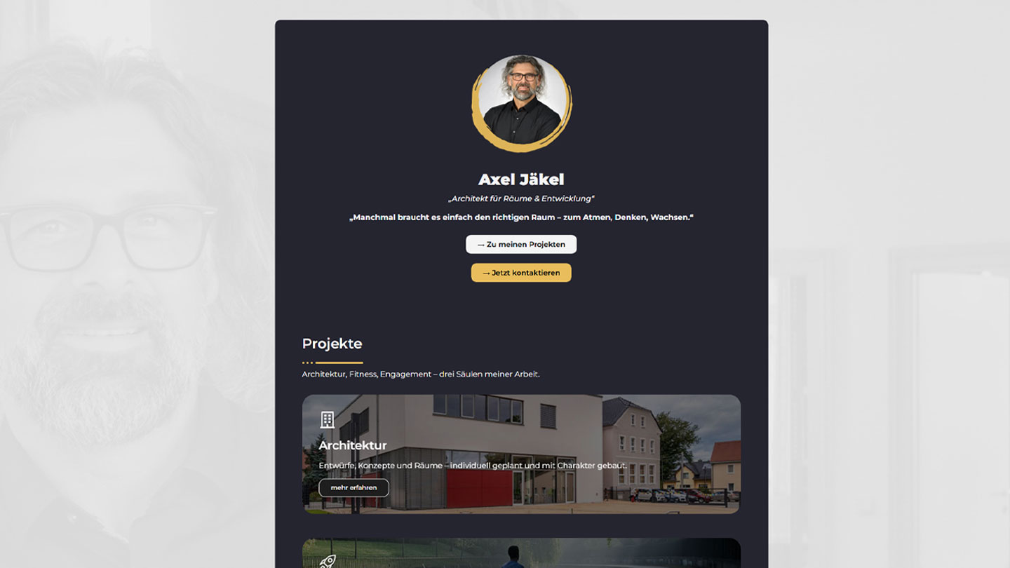 Webseite erstellen lassen – moderner OnePager für Axel Jäkel von Webkaya