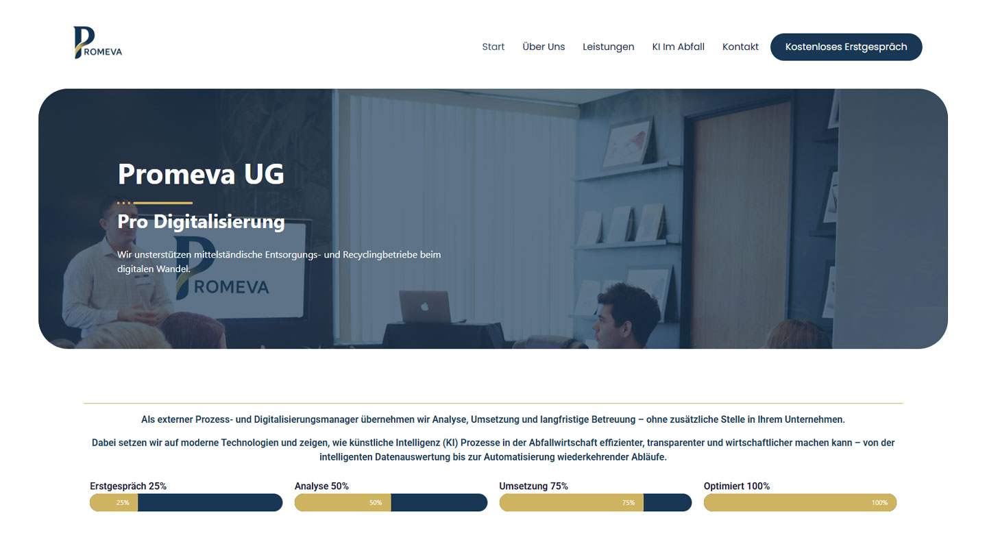 Redesign der Promeva.de Website durch Webkaya – modernes, mobil optimiertes Webdesign aus Görlitz