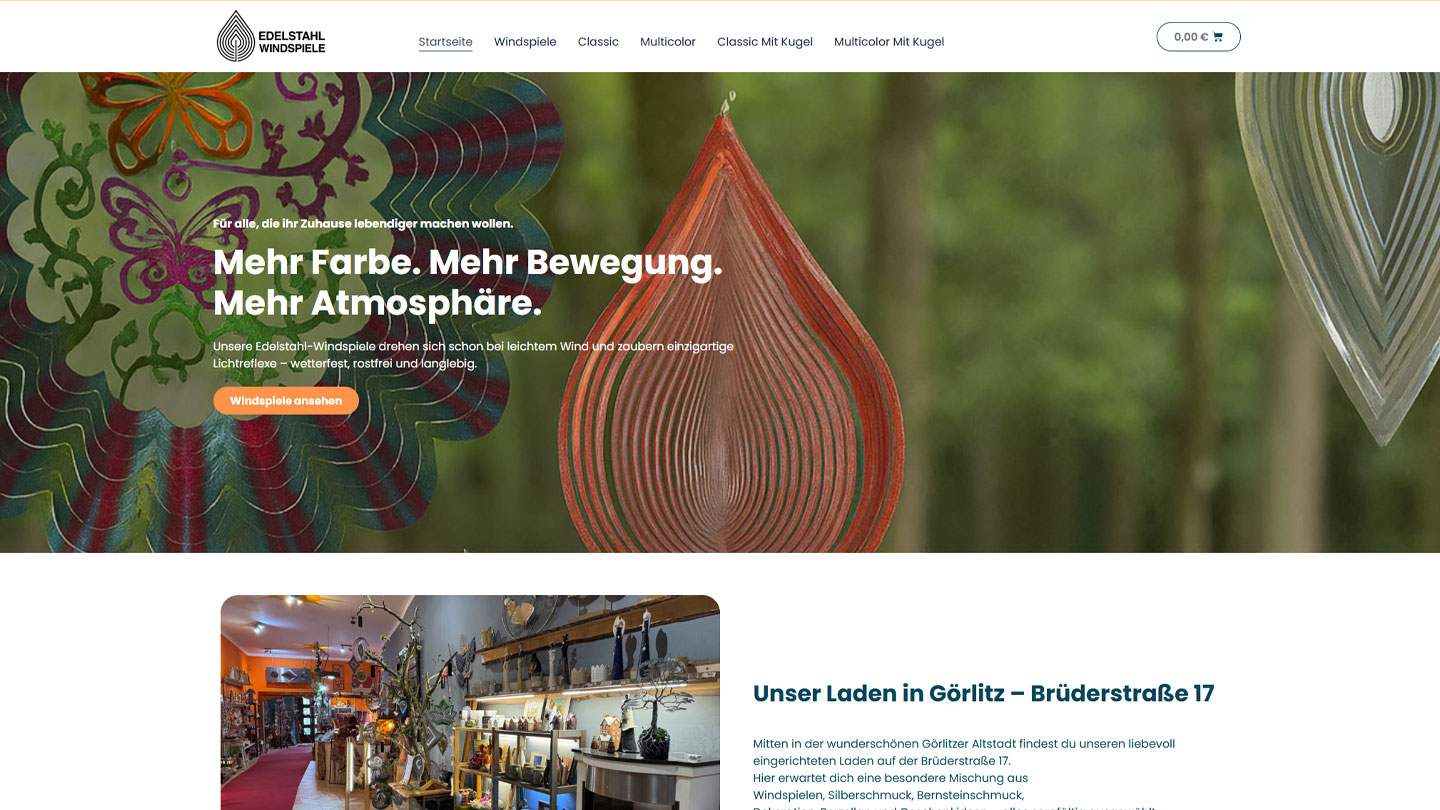 Edelstahl Windspiele Görlitz Altstadt Online Shop Webdesign Görlitz